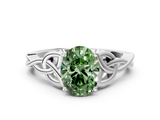 White gold Fancy Green Oval  Solitaire Celtic Knot Engagement Ring with Four-Prong Setting_76