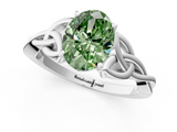 White gold Fancy Green Oval  Solitaire Celtic Knot Engagement Ring with Four-Prong Setting_77