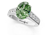 White gold Fancy Green Oval  Solitaire Channel-Set Diamond Engagement Ring with Four-Prong Setting_33