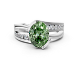 White gold Fancy Green Oval  Solitaire Channel-Set Split Shank Ring with Tension Prong Setting_3