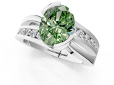 White gold Fancy Green Oval  Solitaire Channel-Set Split Shank Ring with Tension Prong Setting_4