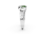 White gold Fancy Green Oval  Solitaire Channel-Set Split Shank Ring with Tension Prong Setting_5