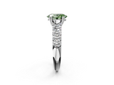 White gold Fancy Green Oval  Solitaire Chevron Pave Diamond Engagement Ring with Six-Prong Setting_5