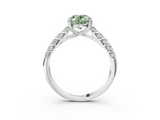 White gold Fancy Green Oval  Solitaire Chevron Pave Diamond Engagement Ring with Six-Prong Setting_6