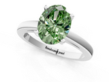 White gold Fancy Green Oval  Solitaire Diamond Engagement Ring with Four-Prong Setting on a Classic Band_4
