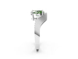 White gold Fancy Green Oval  Solitaire Diamond Engagement Ring with Pave Band and Four-Prong Setting 2
