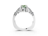 White gold Fancy Green Oval  Solitaire Diamond Engagement Ring with Pave Band and Four-Prong Setting 3