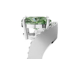 White gold Fancy Green Oval  Solitaire Diamond Engagement Ring with Pave Band and Four-Prong Setting 5