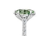 White gold Fancy Green Oval  Solitaire Diamond Engagement Ring with Pave Band and Six-Prong Setting_25