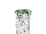White gold Fancy Green Oval  Solitaire Diamond Leaf Vine Band with Prong Setting_33