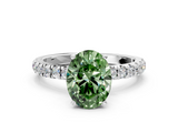 White gold Fancy Green Oval  Solitaire Diamond Pavé Band with Four-Prong Setting_28