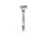 White gold Fancy Green Oval  Solitaire Diamond Pavé Band with Four-Prong Setting_30