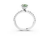 White gold Fancy Green Oval  Solitaire Diamond Pavé Band with Four-Prong Setting_31