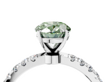 White gold Fancy Green Oval  Solitaire Diamond Pavé Band with Four-Prong Setting_32