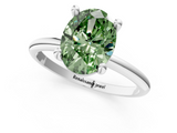 White gold Fancy Green Oval  Solitaire Diamond Ring with 4-Prong Setting on a Classic Band_4