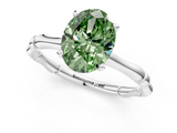 White gold Fancy Green Oval  Solitaire Diamond Ring with Bamboo Band and Four-Prong Setting_40