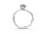 White gold Fancy Green Oval  Solitaire Diamond Ring with Bamboo Band and Four-Prong Setting_42