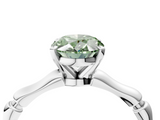 White gold Fancy Green Oval  Solitaire Diamond Ring with Bamboo Band and Four-Prong Setting_43