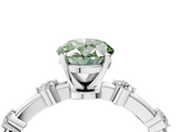 White gold Fancy Green Oval  Solitaire Diamond Ring with Bezel Set Side Stones and Prong Setting_7