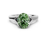White gold Fancy Green Oval  Solitaire Diamond Ring with Cathedral Band and Four-Prong Setting_65