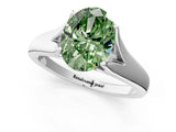 White gold Fancy Green Oval  Solitaire Diamond Ring with Cathedral Band and Four-Prong Setting_66