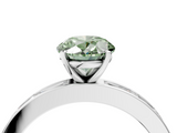 White gold Fancy Green Oval  Solitaire Diamond Ring with Channel-Set Baguette Band and Four-Prong Setting_100
