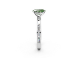 White gold Fancy Green Oval  Solitaire Diamond Ring with Channel-Set Baguette Band and Four-Prong Setting_93