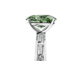 White gold Fancy Green Oval  Solitaire Diamond Ring with Channel-Set Baguette Band and Four-Prong Setting_96
