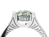 White gold Fancy Green Oval  Solitaire Diamond Ring with Channel Set Band and Bezel Prong Setting_60