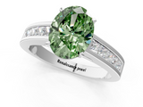 White gold Fancy Green Oval  Solitaire Diamond Ring with Channel-Set Band and Four-Prong Setting_4
