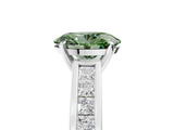 White gold Fancy Green Oval  Solitaire Diamond Ring with Channel-Set Band and Four-Prong Setting_8