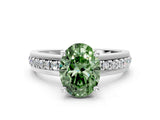 White gold Fancy Green Oval  Solitaire Diamond Ring with Channel Set Band and Six-Prong Setting_46