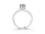 White gold Fancy Green Oval  Solitaire Diamond Ring with Channel Set Band and Six-Prong Setting_49