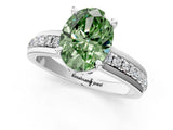 White gold Fancy Green Oval  Solitaire Diamond Ring with Channel Set Band and Six-Prong Setting_49