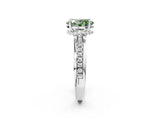 White gold Fancy Green Oval  Solitaire Diamond Ring with Channel Set Band and Six-Prong Setting_50