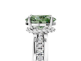 White gold Fancy Green Oval  Solitaire Diamond Ring with Channel Set Band and Six-Prong Setting_53