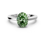 White gold Fancy Green Oval  Solitaire Diamond Ring with Four-Prong Setting and Classic Band_3