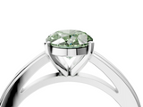 White gold Fancy Green Oval  Solitaire Diamond Ring with Four-Prong Setting and Classic Band_7