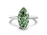 White gold Fancy Green Oval  Solitaire Diamond Ring with Four-Prong Setting on a Plain Band_32