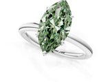 White gold Fancy Green Oval  Solitaire Diamond Ring with Four-Prong Setting on a Plain Band_33