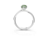 White gold Fancy Green Oval  Solitaire Diamond Ring with Four-Prong Setting on a Plain Band_35