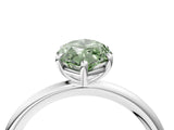 White gold Fancy Green Oval  Solitaire Diamond Ring with Four-Prong Setting on a Plain Band_36
