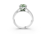 White gold Fancy Green Oval  Solitaire Diamond Ring with Milgrain Pavé Band and Four-Prong Setting_23