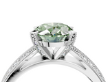 White gold Fancy Green Oval  Solitaire Diamond Ring with Milgrain Pavé Band and Four-Prong Setting_24