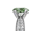 White gold Fancy Green Oval  Solitaire Diamond Ring with Milgrain Pavé Band and Four-Prong Setting_25