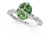White gold Fancy Green Oval  Solitaire Diamond Ring with Pave Band and Four-Prong Setting_249