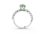 White gold Fancy Green Oval  Solitaire Diamond Ring with Pave Band and Four-Prong Setting_251