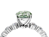 White gold Fancy Green Oval  Solitaire Diamond Ring with Pave Band and Four-Prong Setting_256