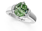 White gold Fancy Green Oval  Solitaire Diamond Ring with Pave Band and Six-Prong Setting_32