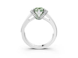 White gold Fancy Green Oval  Solitaire Diamond Ring with Pave Band and Six-Prong Setting_34